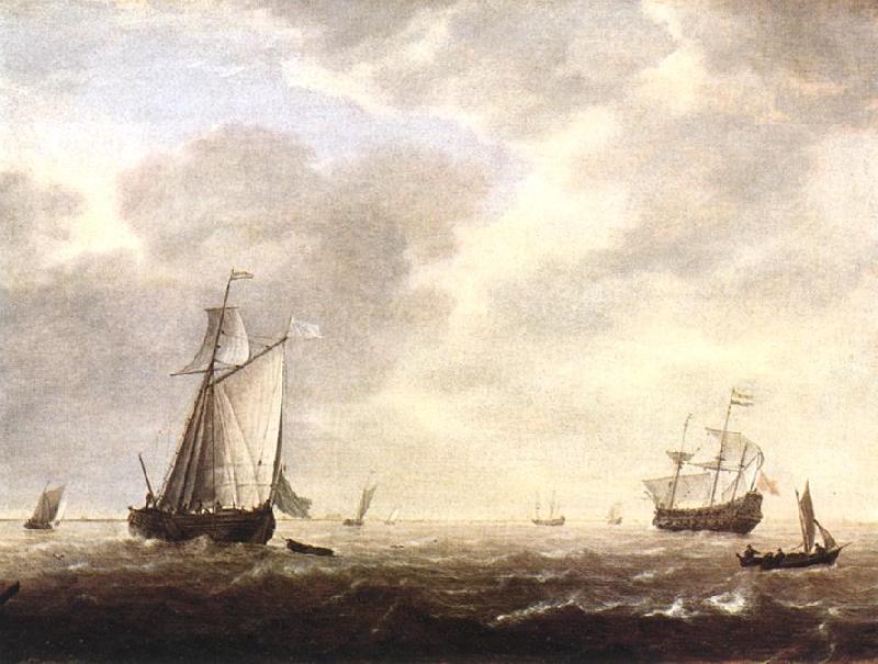 VLIEGER, Simon de A Dutch Man-of-war and Various Vessels in a Breeze r France oil painting art